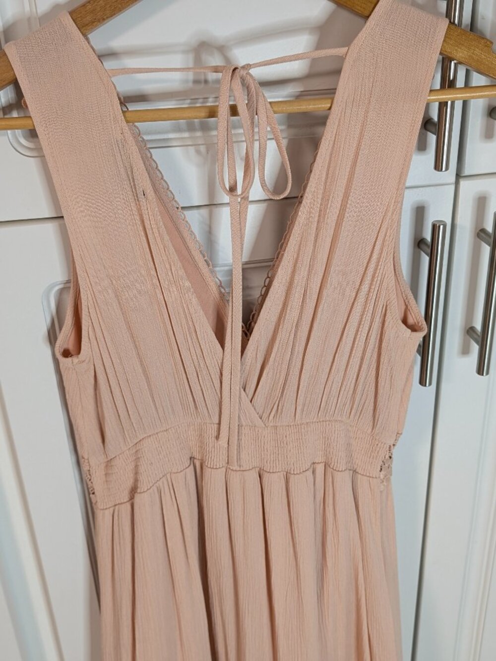 Blush Pink Lace Tiered Maxi Dress S Coquette Romantic Prairie Fairycore NWOT - Picture 5 of 11